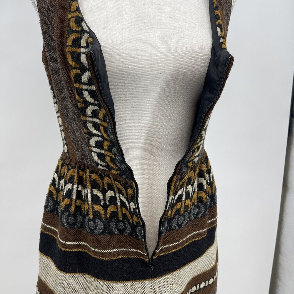 Vintage S Howard Hirsh California Woven Wool Tapestry Dress Leather Belt Sm Med - Picture 10 of 12